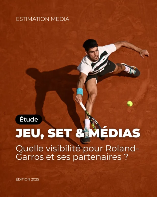 🎾 Étude "Jeu, Set & Médias" - Roland-Garros 2025 🎾  Chez Estimation Média, nous avons suivi de près la dernière édition de Roland-Garros... De TRÈS près !  Pendant toute la durée de l'évènement, nous avons analysé pas moins de 15 544 posts Instagram afin de décrypter la visibilité du tournoi, de ses partenaires, des joueurs et des joueuses.  👉 Le résultat ? Notre toute dernière étude, téléchargeable gratuitement en bio  #rolandgarros #rolandgarros2025 #instagramanalytics #sociamediaanalytics  📸Crédits photo ©Pauline Ballet / FFT  👏@rolandgarros
👏@fftennis