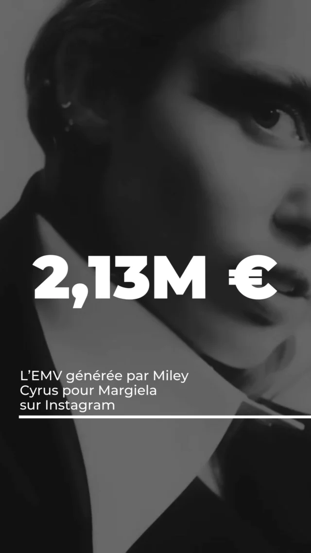2,13 millions d'euros : c'est l'Earned Media Value (EMV) générée ces derniers jours par l'annonce de @mileycyrus comme première égérie de @maisonmargiela 📈  #socialmediaanalytics #margiela #mileycyrus